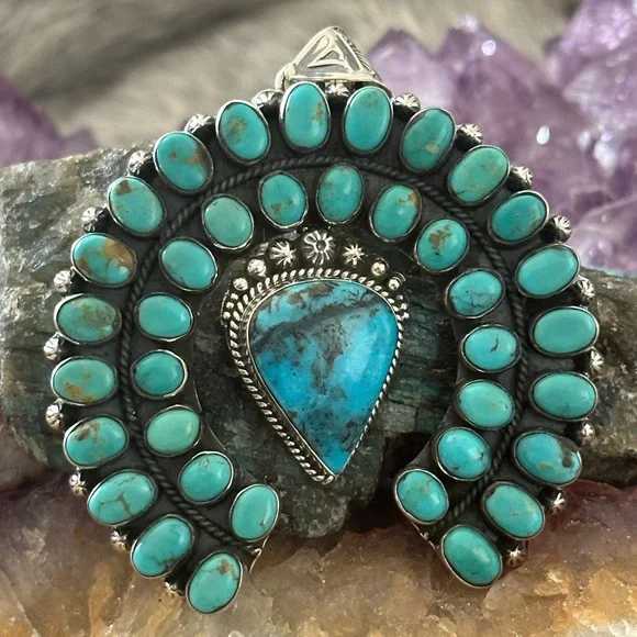 Sold ❤️ Turquoise mega naja southwestern sterling silver naja - Picture 9 of 10